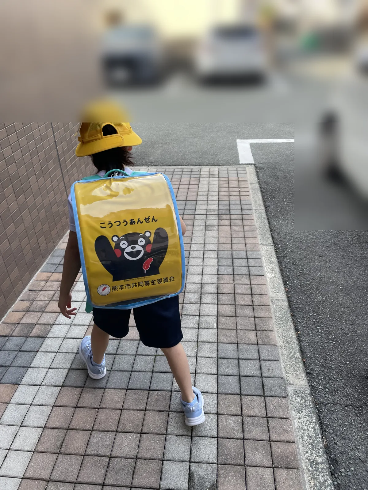 GPSをランドセルに入れて登校する子どもの後ろ姿